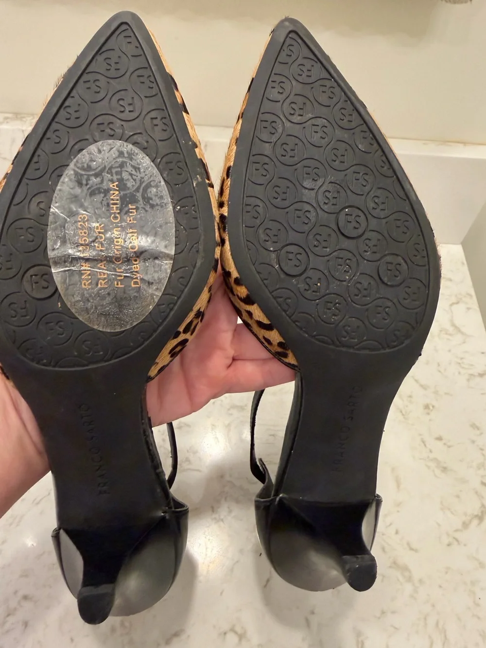 Franco Sarto Leopard Print Calf Hair Heels 8